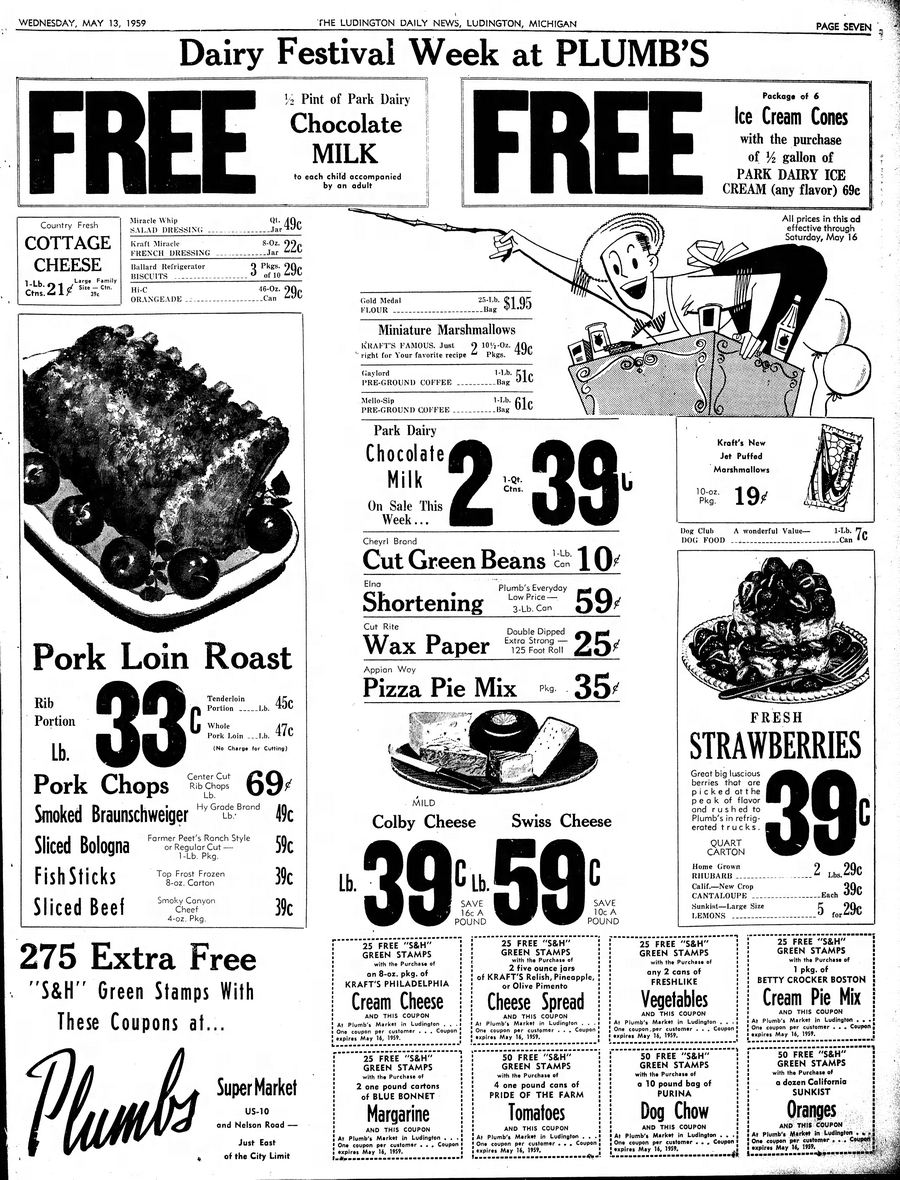 Plumbs Supermarket - May 13 1959 Ad